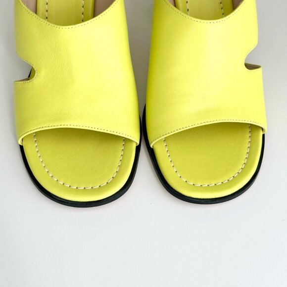 NEW WANDLER Leather Cut-Out Open Toe Mules in Lemon Lime Size 38 US 8 - Picture 5 of 13